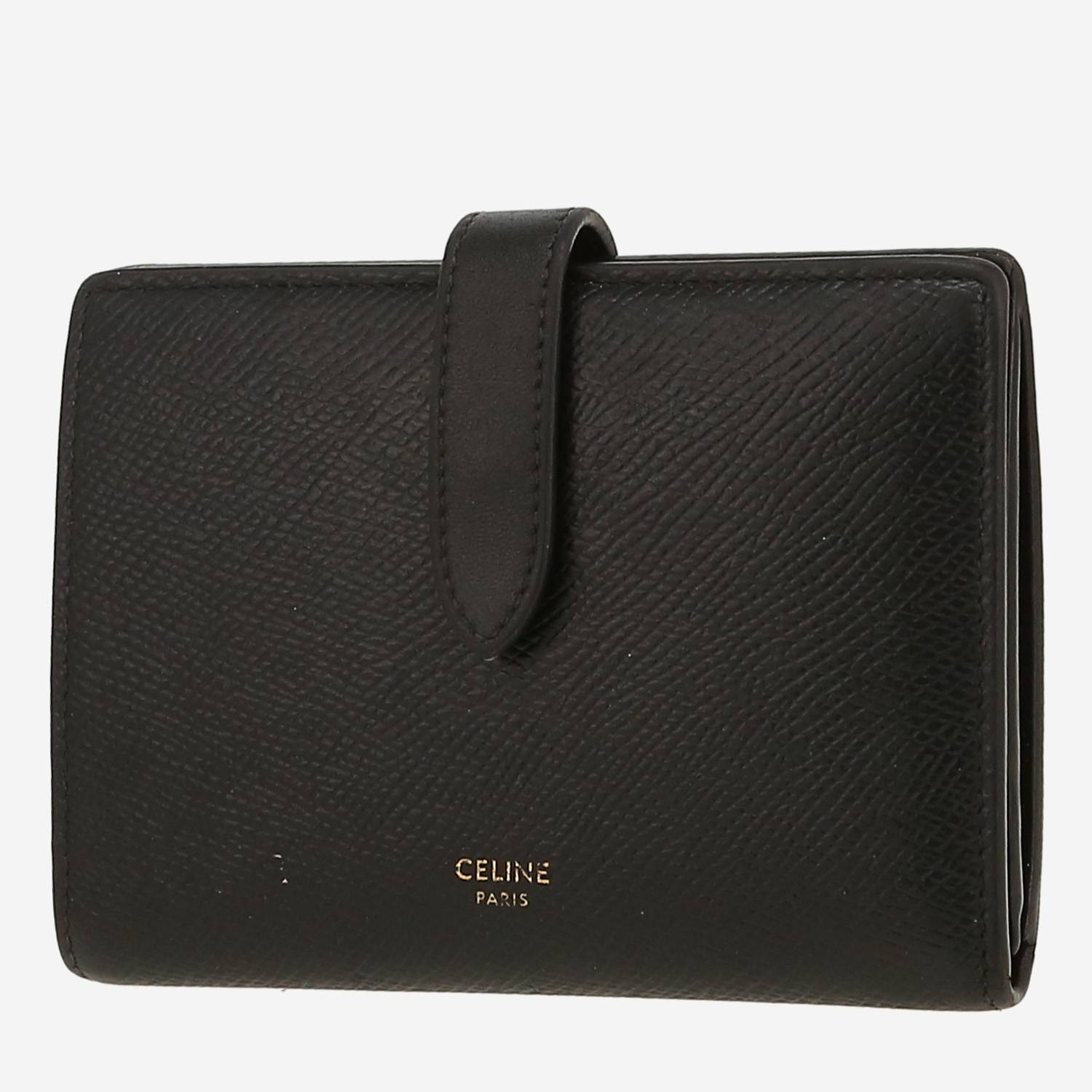 Portefeuille Celine en cuir grainé noir